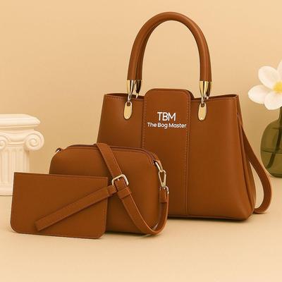 Premium 3-in-1 Women’s Handbag Set – Elegant PU Leather Tote, Crossbody & Wallet