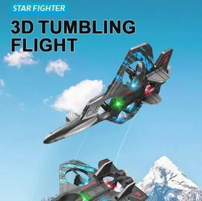 3D Tumbling RC Fighter Jet – LED Lights, Altitude Hold & 360° Flip Drone for Kids