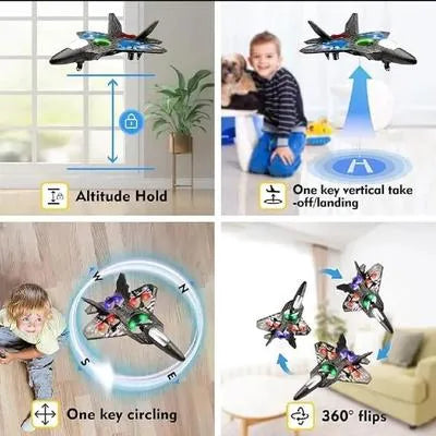 3D Tumbling RC Fighter Jet – LED Lights, Altitude Hold & 360° Flip Drone for Kids