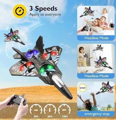 3D Tumbling RC Fighter Jet – LED Lights, Altitude Hold & 360° Flip Drone for Kids