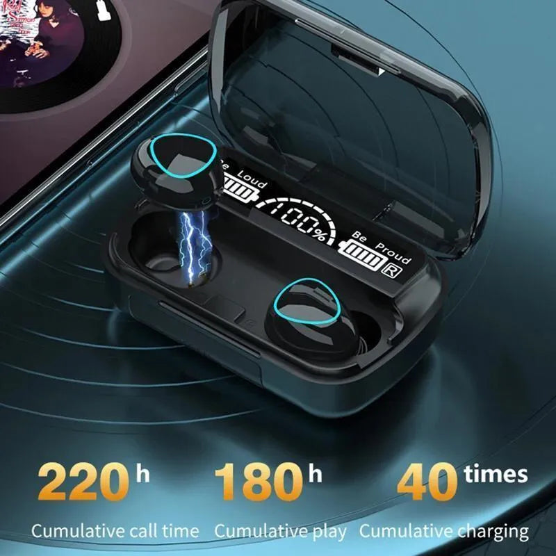 TWS M10 Pro Wireless Earbuds – 9D HiFi Sound, LED Power Display, 3500mAh Charging Case, Touch Control, Waterproof Sports Earphones