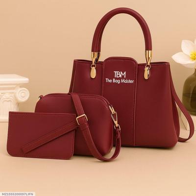 Premium 3-in-1 Women’s Handbag Set – Elegant PU Leather Tote, Crossbody & Wallet
