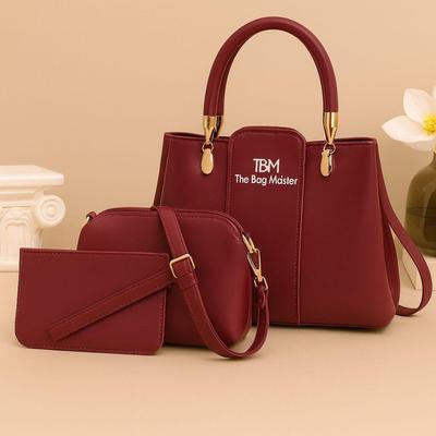 Premium 3-in-1 Women’s Handbag Set – Elegant PU Leather Tote, Crossbody & Wallet