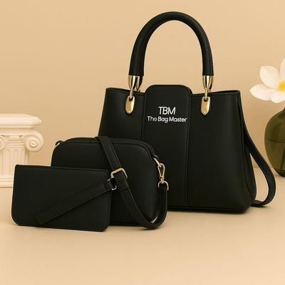Premium 3-in-1 Women’s Handbag Set – Elegant PU Leather Tote, Crossbody & Wallet