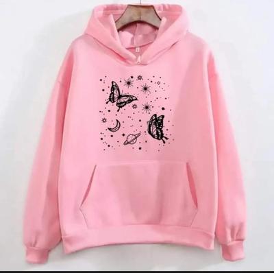 Pink Butterfly Galaxy Hoodie – Soft Fleece, Aesthetic Oversize Sweatshirt for Girls & Women
