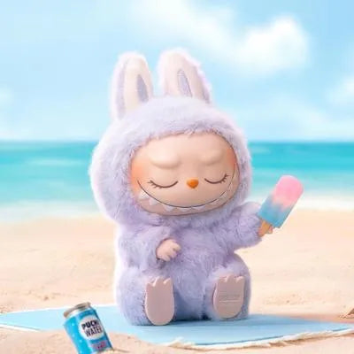 Cute Bunny Plush Keychain – Beach Theme Collectible Figure | Mini Cartoon Bunny Doll for Bags & Gifts (Multiple Colors)