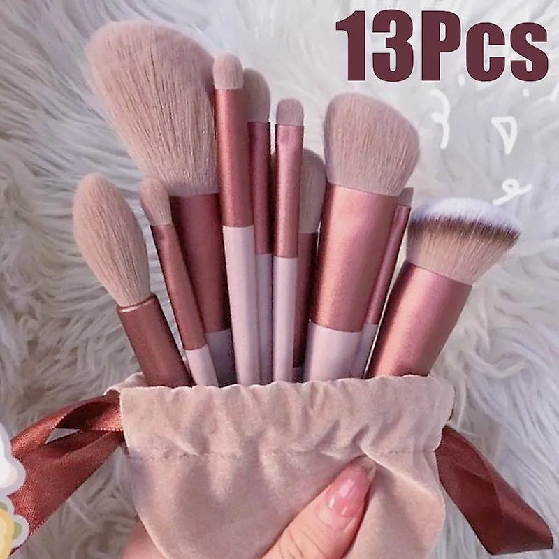 Premium 13-Piece Rose Gold Makeup Brush Set with Ultra-Soft Bristles & Travel Pouch | Professional Face & Eye Brush Kit
